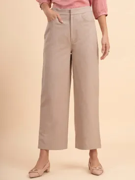 Linen Wide-Leg Trousers - Beige