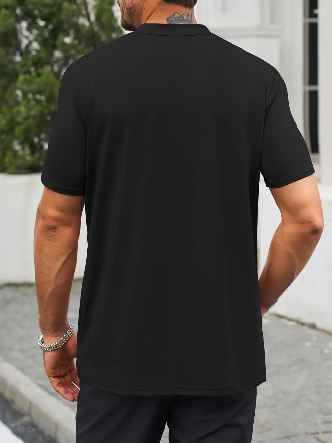 Makkrom Mens Mock Turtleneck T-Shirts Summer Short Sleeve Basic Tees Casual Solid Pullover Tops
