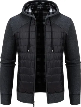 Men's Fleece Full-Zip Hoodie Cardigan Sweater Knit Hooded Casual Regular Fit Sweatshirt with Pocket