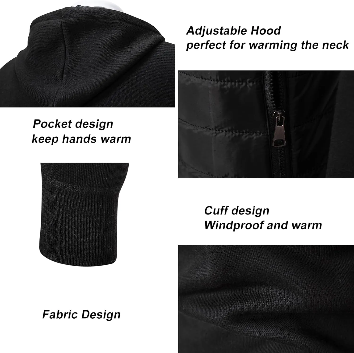 Men's Fleece Full-Zip Hoodie Cardigan Sweater Knit Hooded Casual Regular Fit Sweatshirt with Pocket