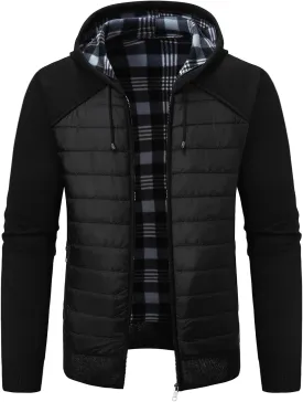 Men's Fleece Full-Zip Hoodie Cardigan Sweater Knit Hooded Casual Regular Fit Sweatshirt with Pocket