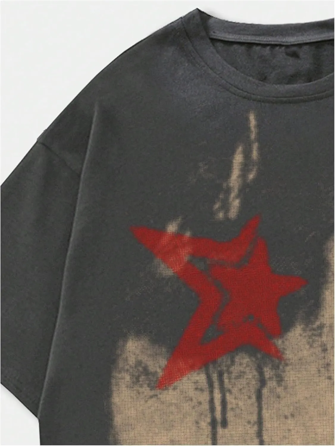 Men's Graphic Oversized Short Sleeve Tee Shirt Y2K Vintage Cool Acid Wash Streetwear T-Shirts