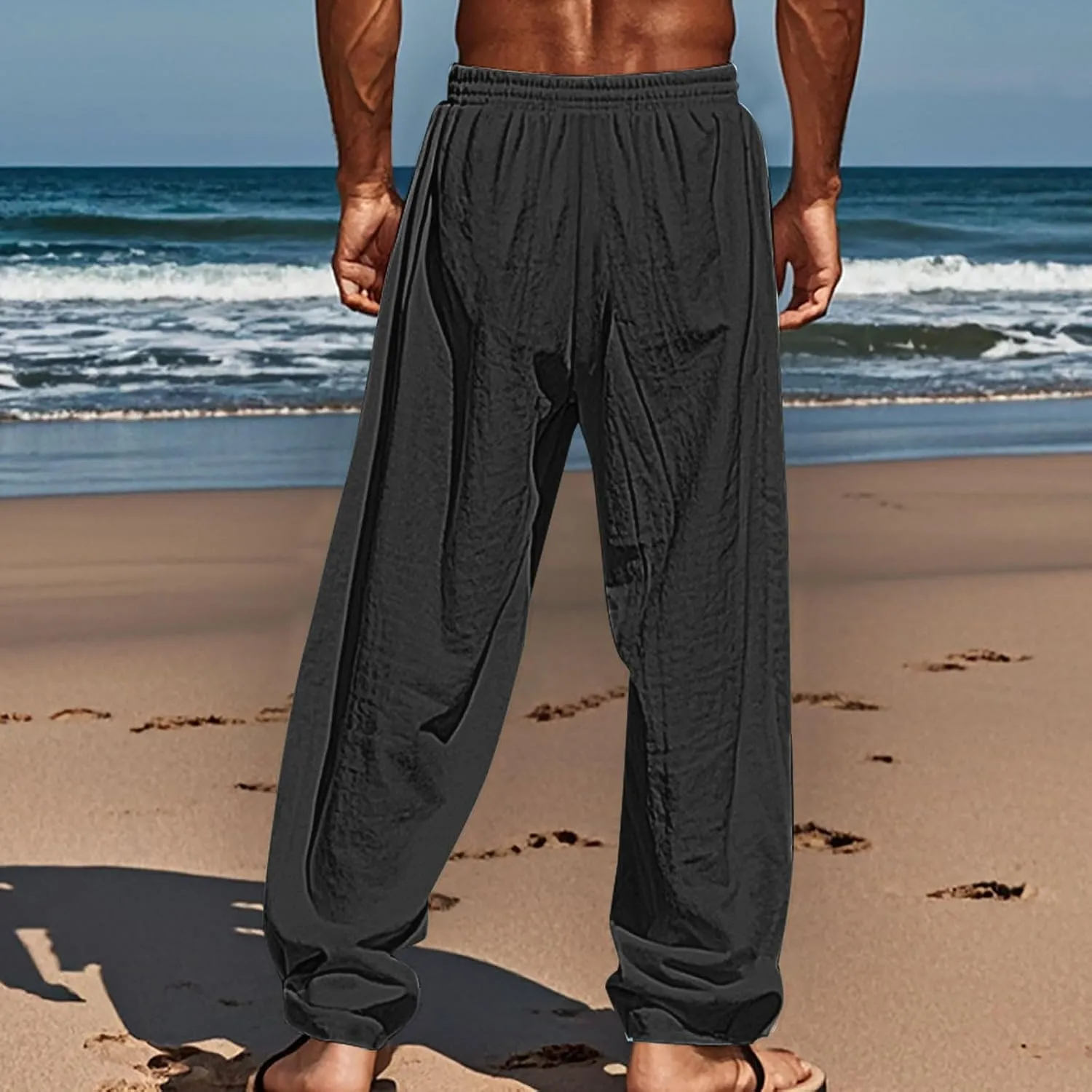 Men's Tropical Coconut Sweatpants Hawaiian Beach Vacation Pants Comfy Lounge Breathable Relaxed Fit Drawstring