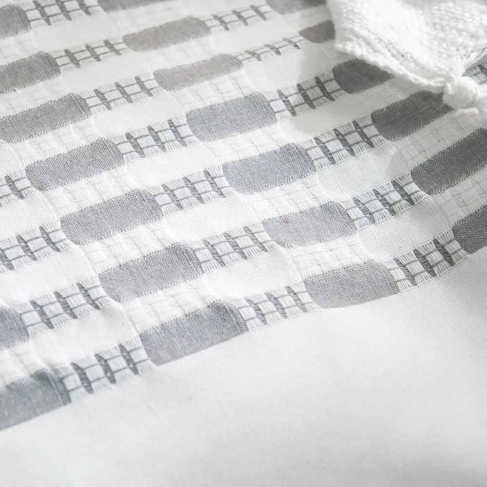 Merryfeel Cotton Duvet Cover Set King Size,100% Cotton Yarn Dyed Textured Striped Duvet Cover and Pillowshams Grey Color,3 Pieces Bedding Set
