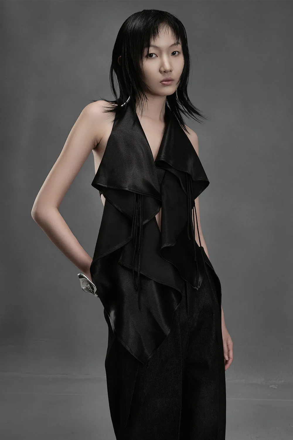 Musel Halter Sleeveless Silk Top
