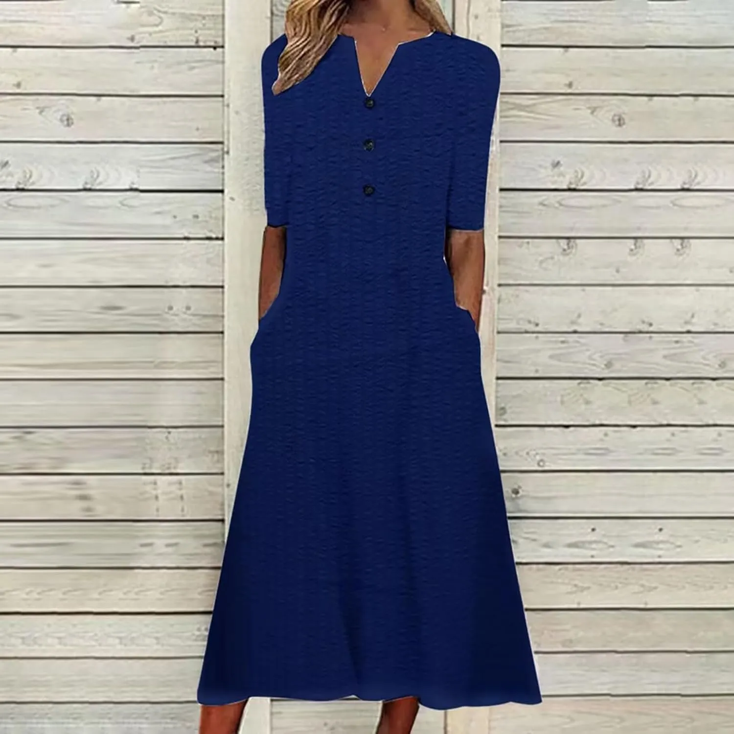 NaRHbrg Womens Summer Dress Casual Floral Print Midi Dress Button V Neck Short Sleeve Dresses Flowy Boho Beach Party Sundress