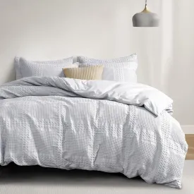 PHF 100% Cotton Waffle Duvet Cover King Size, 3 Pieces Soft Breathable Duvet Set for All Season, Pre-Washed Decorative Textured Comforter Cover with 2 Pillow Shams, 106" x 92", Light Grey