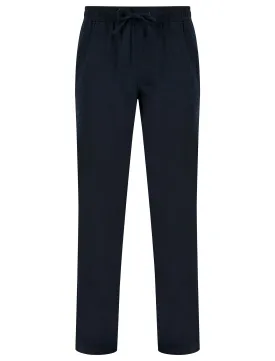 Renn Cotton Linen Comfort Fit Elasticated Waist Trousers in Sky Captain Navy - Tokyo Laundry