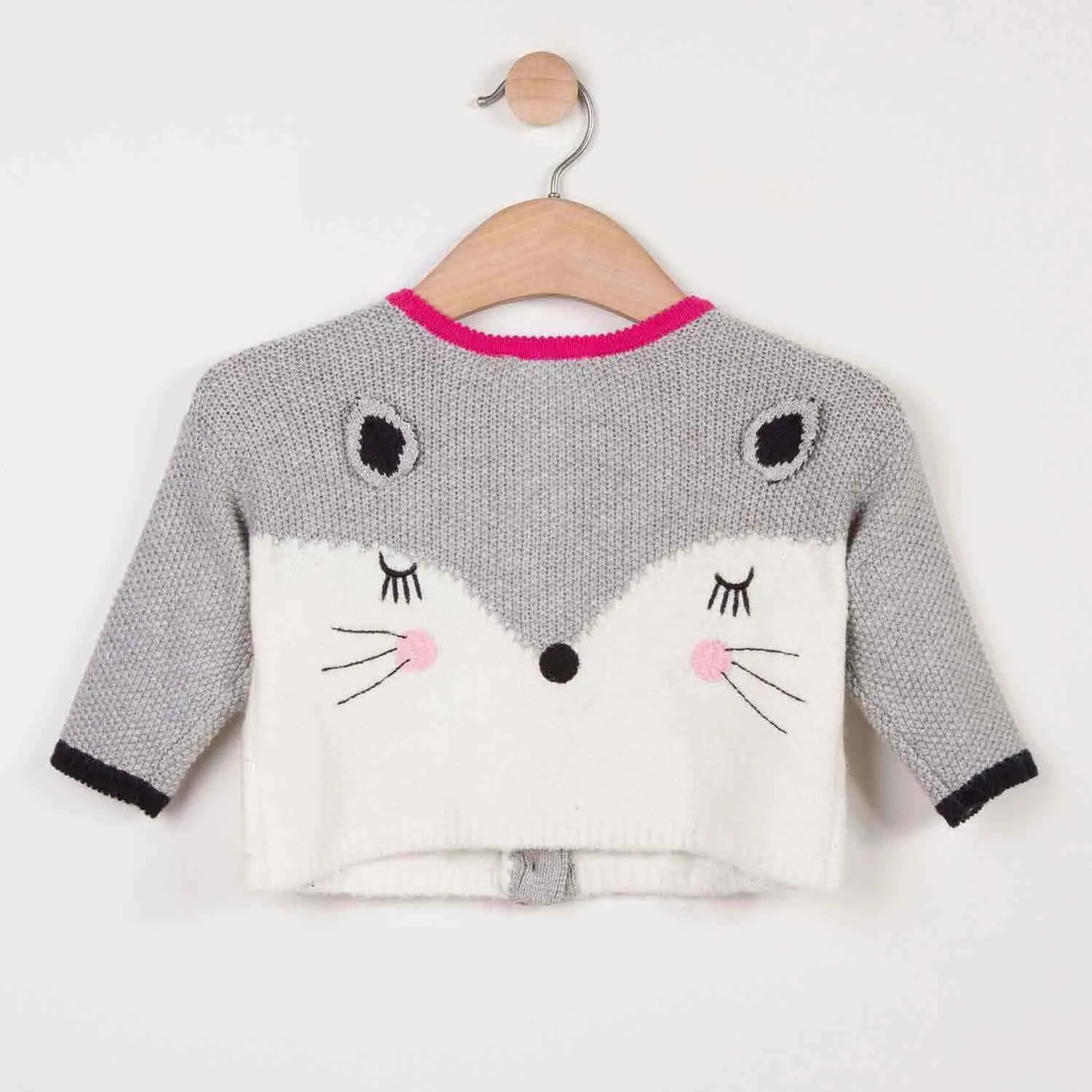 Reversible Woolly Cardigan With Charming Design
