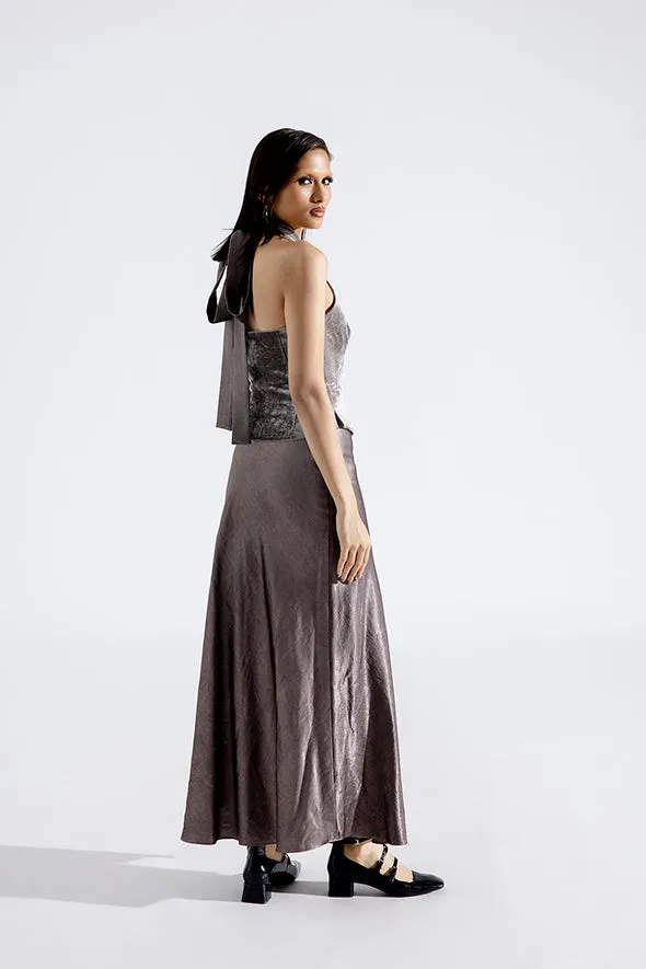 Sleek Steel Velvet Waistcoat