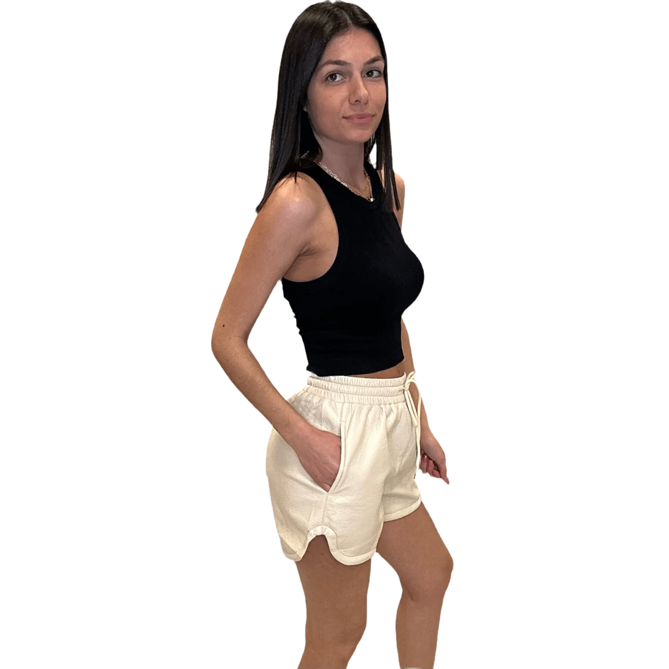Soft Faux Leather Shorts - Cream
