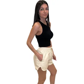 Soft Faux Leather Shorts - Cream