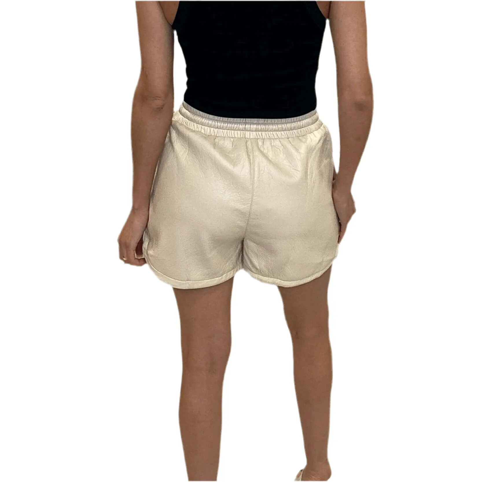 Soft Faux Leather Shorts - Cream