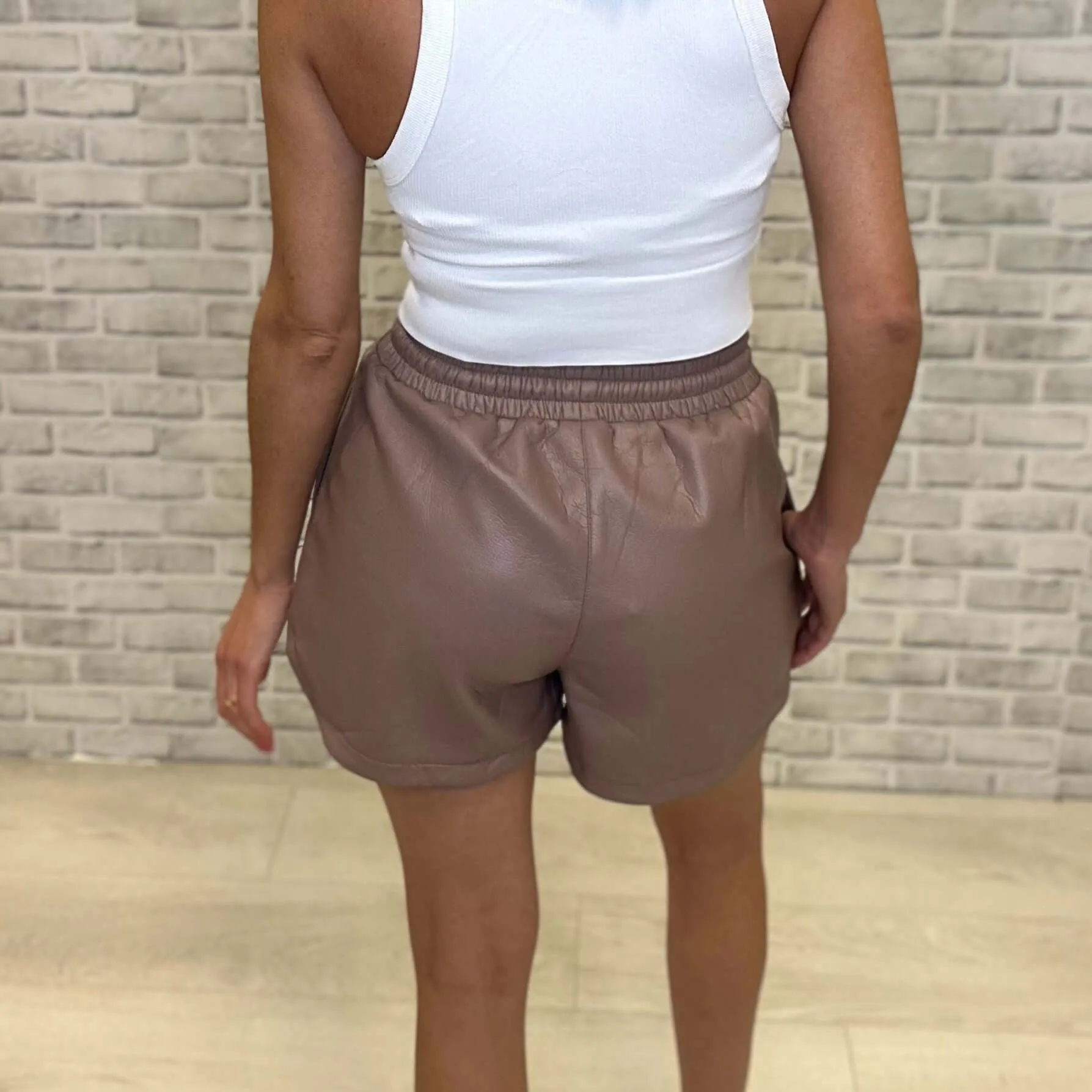 Soft Faux Leather Shorts - Mauve