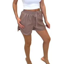 Soft Faux Leather Shorts - Mauve