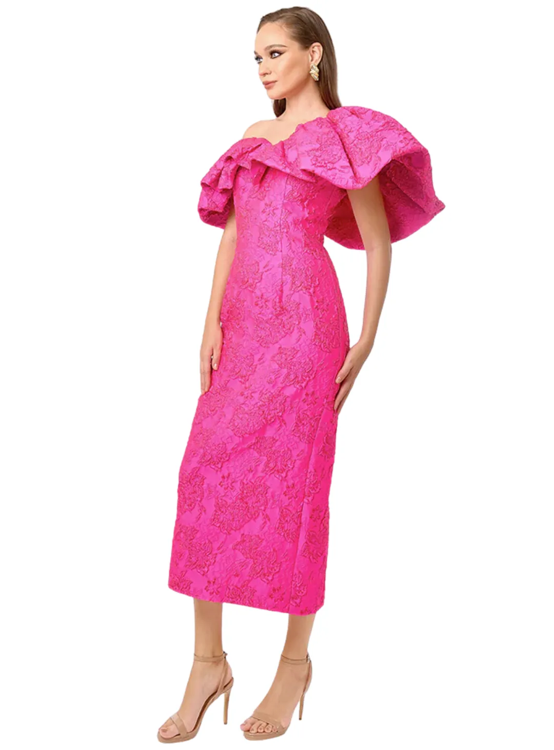 Soleil Dramatic Shoulder Column Midi
