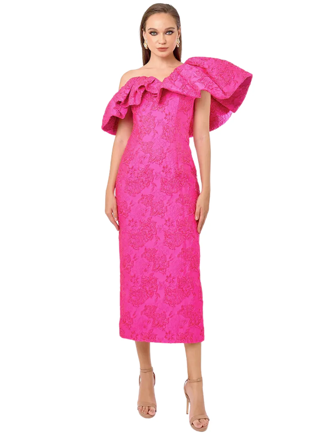 Soleil Dramatic Shoulder Column Midi