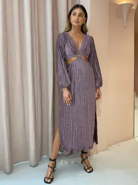 Suboo Ana Balloon Sleeve Maxi Dress in Pink Metallic