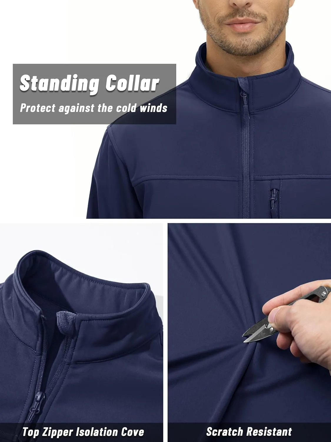 TACVASEN Men's Lightweight Softshell Jacket Fleece Lined Waterproof Tactical Soft Shell Rain Coats Windbreaker Outdoor