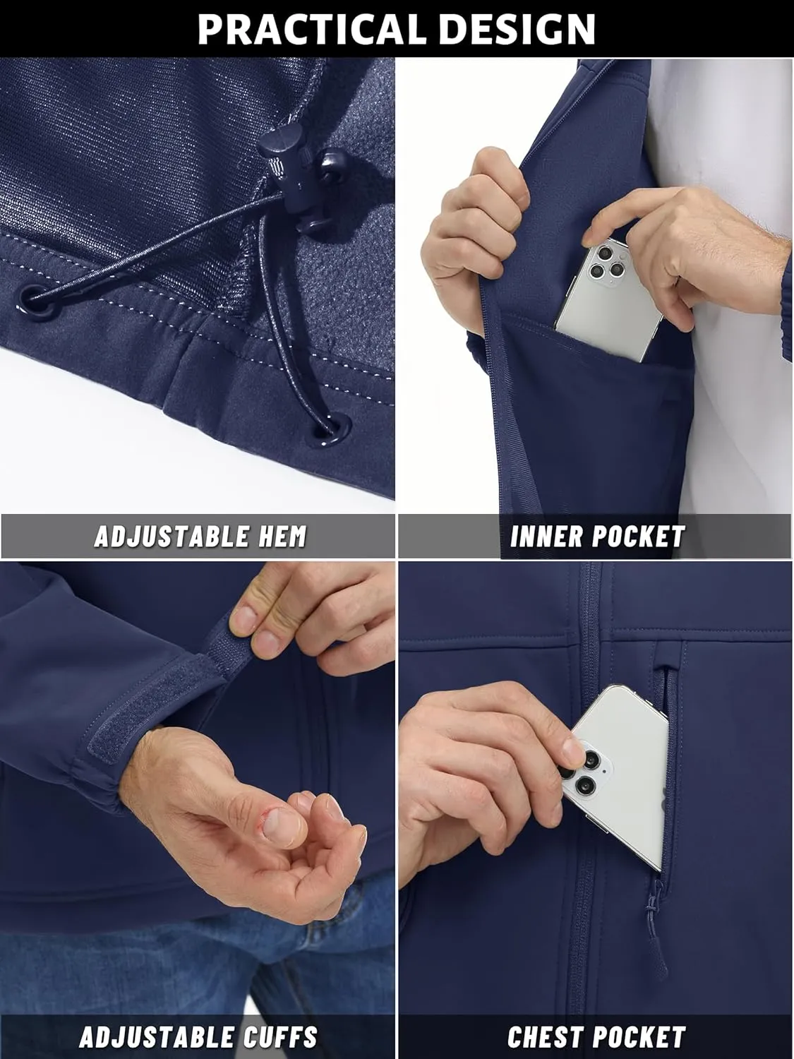 TACVASEN Men's Lightweight Softshell Jacket Fleece Lined Waterproof Tactical Soft Shell Rain Coats Windbreaker Outdoor