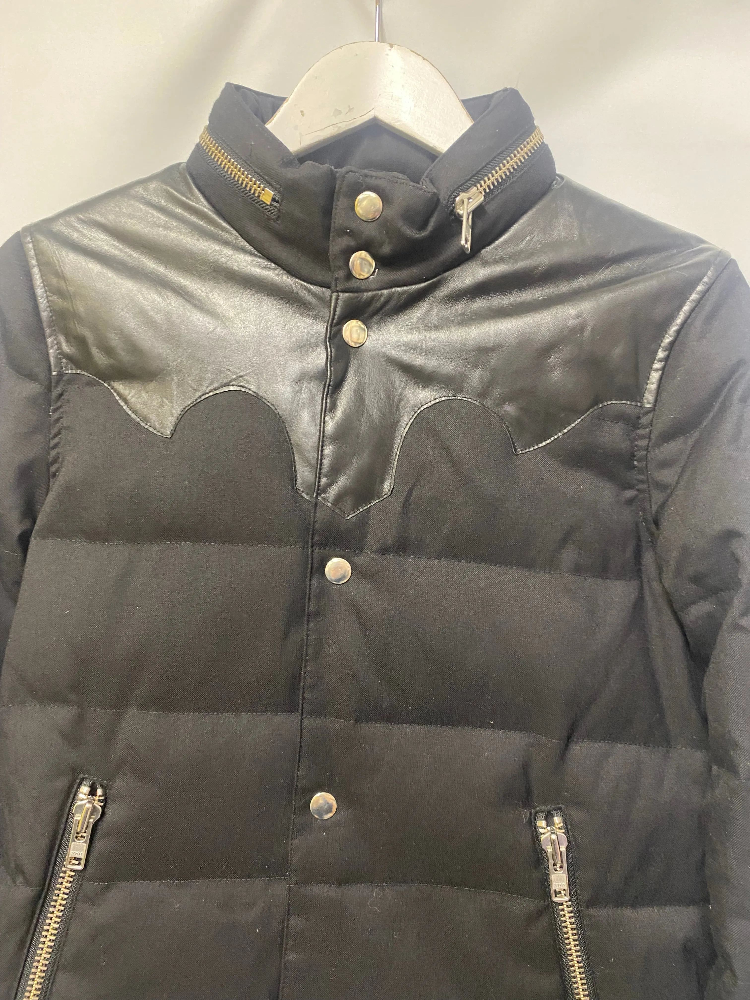 The Kooples Black Down Filled Coat Western Style Yoke Detail XS