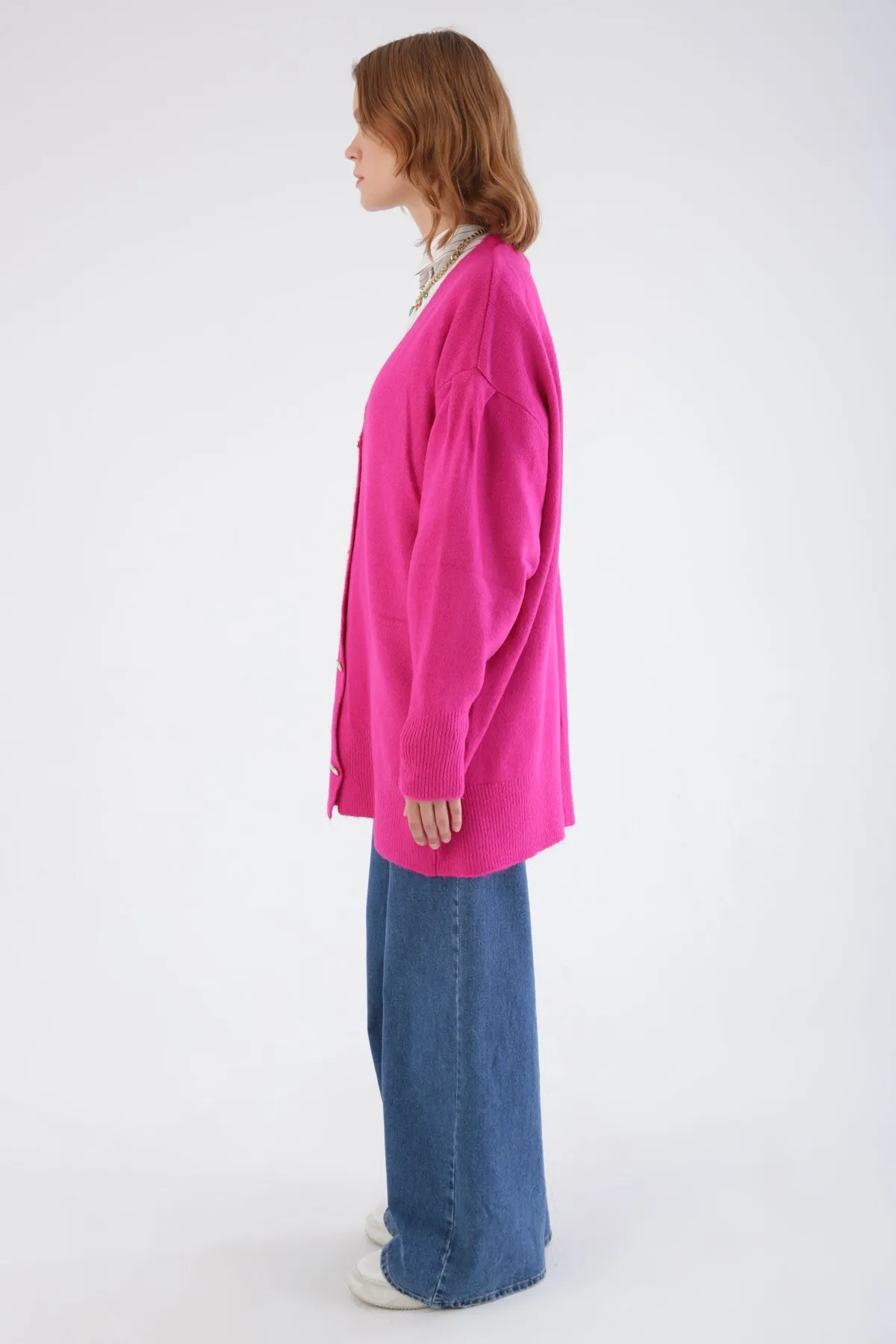 TLD Women Allday Fuchsia Heart Buttoned Knit Cardigan - Zwickau