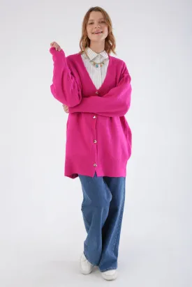 TLD Women Allday Fuchsia Heart Buttoned Knit Cardigan - Zwickau