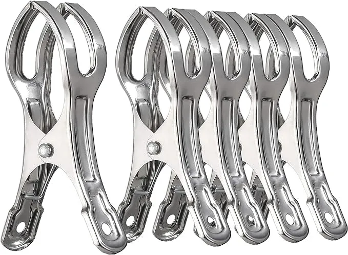 Towel Clips: Jumbo Stainless Steel Metal Beach Towel Clips, Pool Cover Clamps, Beach Chair Clips, Metal Clothespins Stainless Steel Clothespin,Big Beach Chair Towel Clips (5 Pack,11CM)