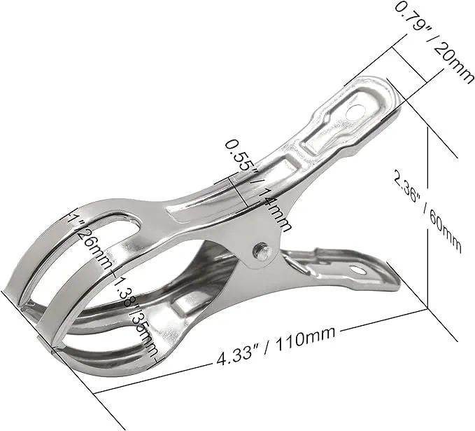 Towel Clips: Jumbo Stainless Steel Metal Beach Towel Clips, Pool Cover Clamps, Beach Chair Clips, Metal Clothespins Stainless Steel Clothespin,Big Beach Chair Towel Clips (5 Pack,11CM)