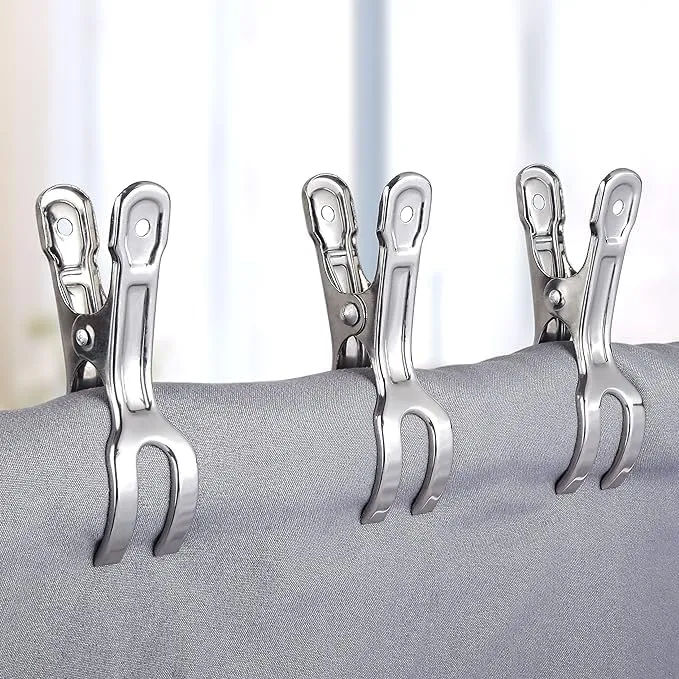 Towel Clips: Jumbo Stainless Steel Metal Beach Towel Clips, Pool Cover Clamps, Beach Chair Clips, Metal Clothespins Stainless Steel Clothespin,Big Beach Chair Towel Clips (5 Pack,11CM)