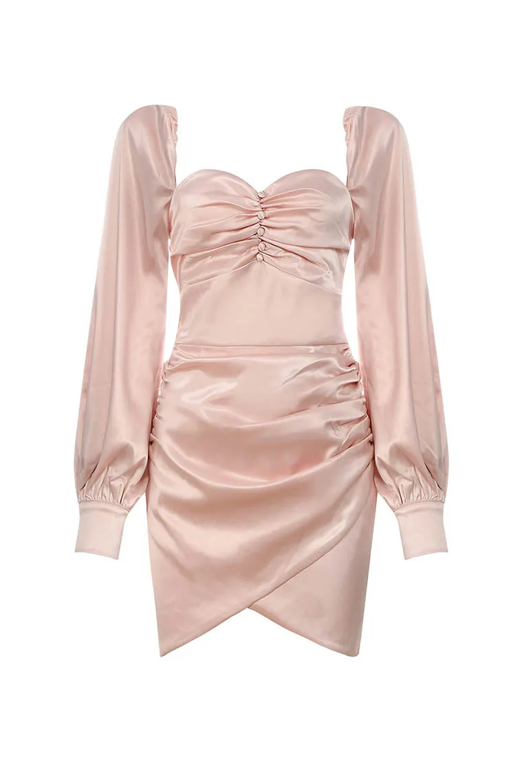 Vintage Puff Sleeves Square Neck Mini Bodycon Dress