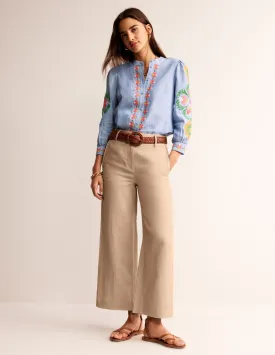 Westbourne Linen Crop Trousers-Neutral