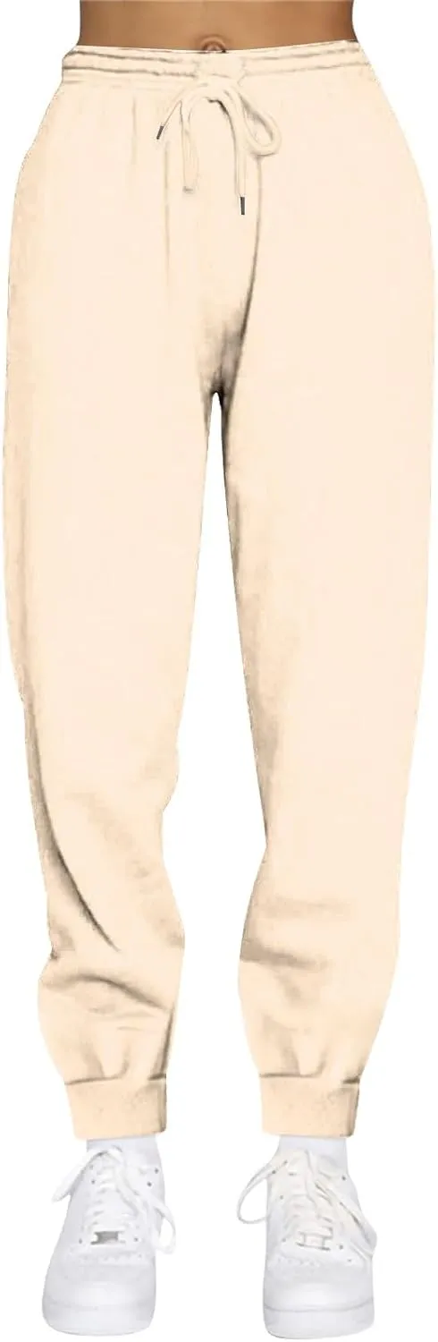 Womens Sweatpants Baggy Drawstring Plus Size Joggers Cinch Bottom Fleece Sweatpants Casual Athletic Joggers with Pockets