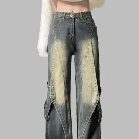 Y2K Wide Leg Acid Wash Jeans