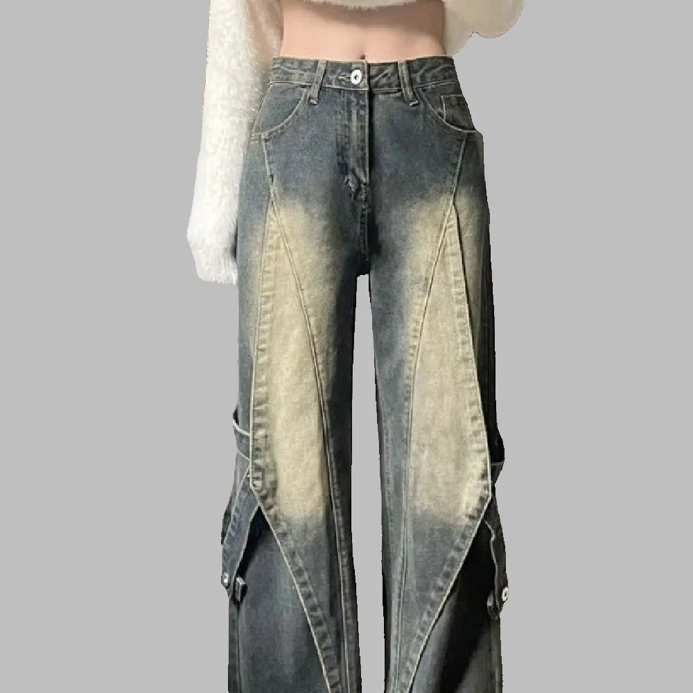 Y2K Wide Leg Acid Wash Jeans