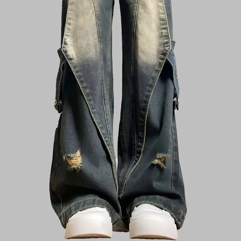 Y2K Wide Leg Acid Wash Jeans