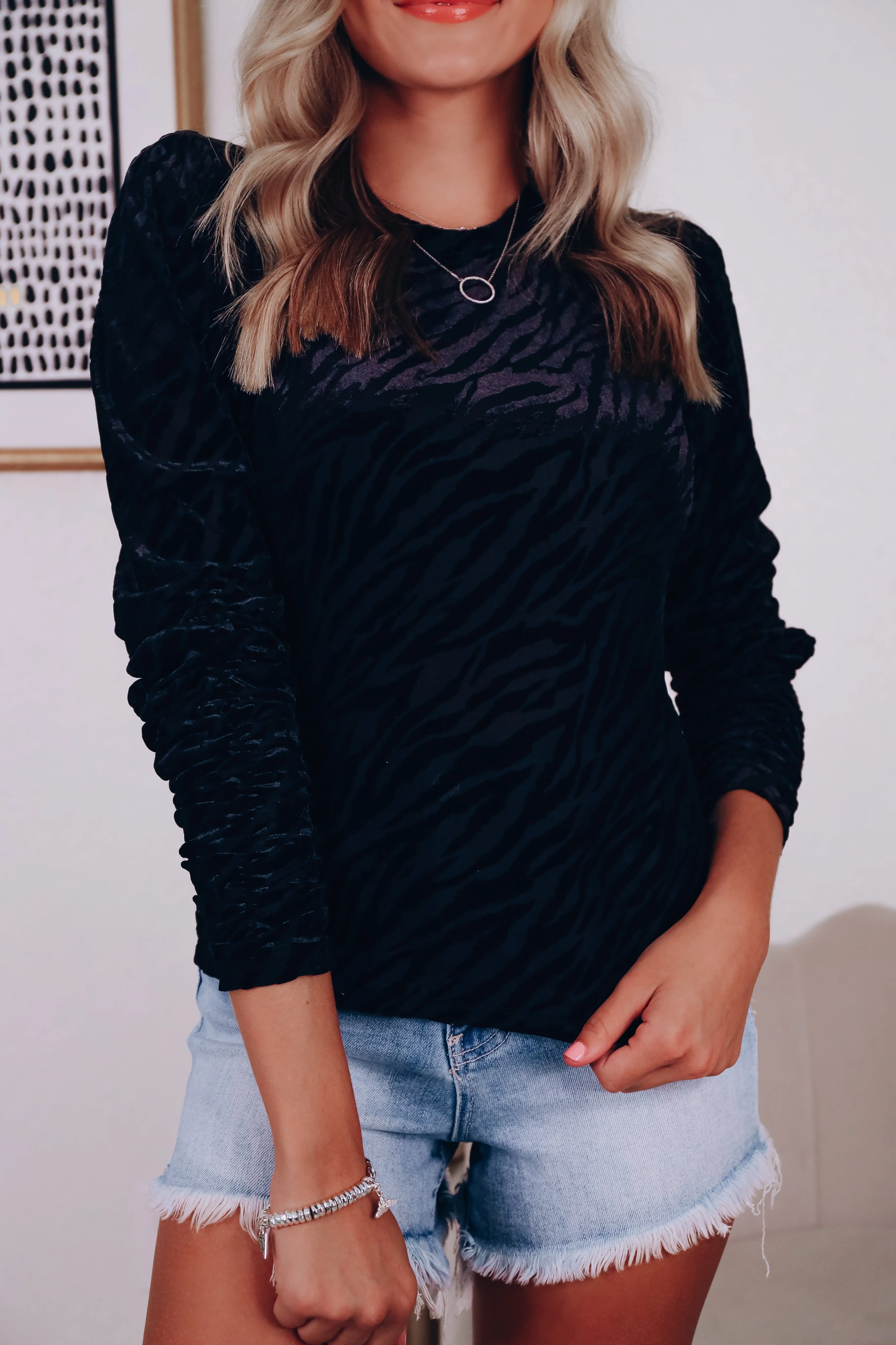 Zany Zebra Mesh Crop Top - Black